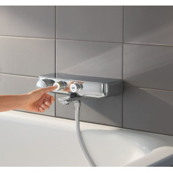 Set bain/douche Mitigeur Grohtherm SmartControl + Douchette Euphoria 1 jet avec support mural, Chrome (34718000-EUPHORIA)