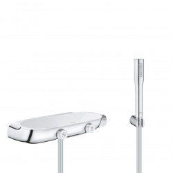 Set de douche Mitigeur thermostatique Grohtherm SmartControl + Douchette 1 jet + Flexible, Chrome (34714000-EUPHORIA)