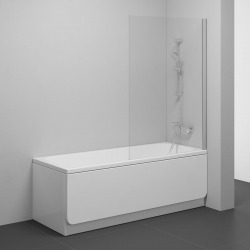 Pivot Pare-baignoire fixe en verre, 140x80cm, Chrome mat (PVS180TS)