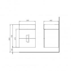 Twins Ensemble Meuble de salle de bain Blanc brillant 50x46x57cm + Vasque en céramique blanche avec trop plein (KOLO-89489000)