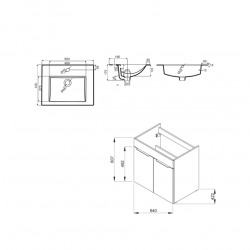 CUBE - Vanity Unit Meuble 2 tiroirs + Lavabo (H4536021763001)