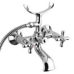 Ricordi Mélangeur pour baignoire avec douchette 150mm et support, Chrome et Blanc (IR023)