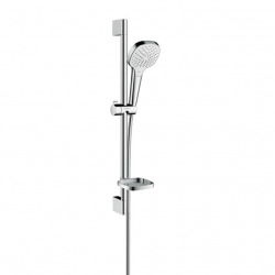 Set de douche Mitigeur thermostatique + Douchette Vario 3 jets, avec porte-savon, barre de douche 65cm, Chrome (13211000-Select)