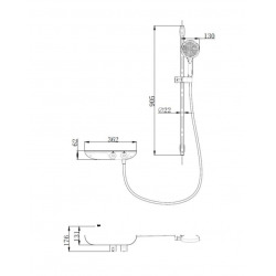 Ensemble de douche avec douchette 3 jets, mitigeur thermostatique, barre 90.5cm, Chrome/Blanc (SATSSTKPF1)