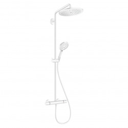 Croma Select S Colonne de douche avec douche de tête XL 28cm + Douchette 3 jets + mitigeur thermostatique, Blanc mat (26891700)