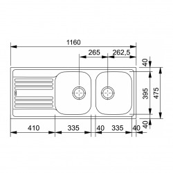 Kit evier Euroform EFN 621 à encastrer, 1160×475 mm, Acier inoxydable + Mitigeur Bauloop, col de cygne (EFN621-Bauloop)