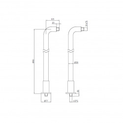 Raccordement au sol pour robinet de baignoire, 2 pièces, Chrome (NOHYOPTIMA)