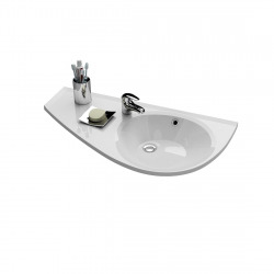 Avocado Comfort Lavabo 85x45cm, style asymétrique gain de place, orientation gauche, avec perçage et trop plein (XJ1L1100000)