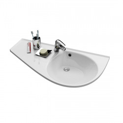 Avocado Comfort Lavabo 95x53cm, style asymétrique gain de place, orientation gauche, avec perçage et trop plein (XJ9L1100000)