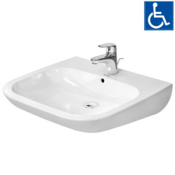 D-Code Lavabo suspendu avec trop-plein, 1 trou pour la robinetterie, 600 mm, blanc alpin (23126000002)