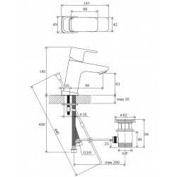 10° Mitigeur de lavabo 145 mm avec mousseur orientable, Chrome (X070126)