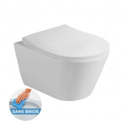 Pack WC Bâti-support autoportant + WC sans bride SAPHO Avva + Abattant softclose + Plaque Chrome (ProjectAvva-2)