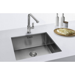 Maris MRX 110-50 Évier de cuisine sous plan 540×440 mm avec trop-plein et siphon gain de place, en acier inoxydable (MRX110-50)