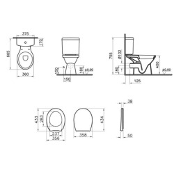 Ensemble combiné WC Vitra Normus, sortie horizontale (9780-003-7210)