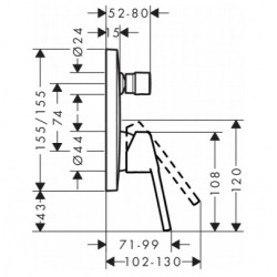 Logis Loop Set de douche de encastré avec mitigeur monocommande, douchette 2 jets, flexible 160cm et bec déverseur mural, Chrome