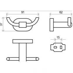 Chrome Crochet double de salle de bain finition chromé (X07P186)