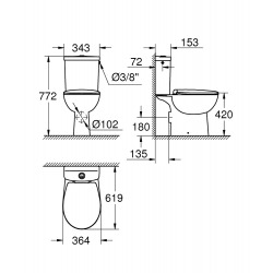 Bau Ceramic pack wc à poser sans bride (39496000)