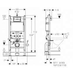 Geberit Delta Pack bâti-support Duofix 112cm + Plaque de commande blanche Delta01 + Fixations murales (111.154.11.2)