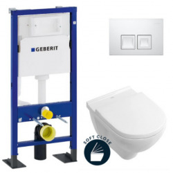 Pack WC Bâti-support autoportant DUOFIX + WC suspendu O.NOVO + Abattant softclose + Plaque blanche