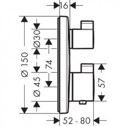 Ecostat S Set de douche encastré thermostatique haut de gamme, Douche de tête 250mm, Douchette 3 jets, Bronze brossé