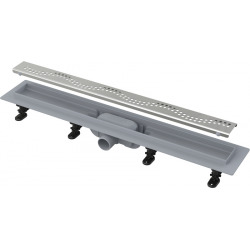 Caniveau de douche universel avec grille perforée 75 x 14,5 x 8 cm + Manchon PVC 40 à Joint et à Coller (CPZ8-750M-M)