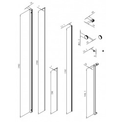 Walk-in Xmotion Set pour installation de paroi de douche avec profilé, poignée, rails et roulettes, Chrome (SIKOWIXMPROFIL)