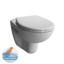 Pack WC Bâti-support + Cuvette suspendue Vitra S50 + Abattant frein de chute + Plaque blanche + Set d'habillage (S50Geb3-sabo)