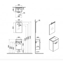 Meuble pour salle de bain avec miroir lavabo et éclairage Vitra Mia 39x61x28 cm, cordoba (MIASET40C)