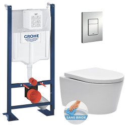 Pack WC Bâti autoportant + WC sans bride SAT + Abattant softclose + Plaque chrome (ProjectSATrimless-5)