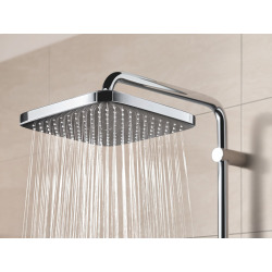 Receveur Satalek 120x80cm, Blanc + Porte de douche 120cm + Set de douche Grohe avec Mitigeur thermostatique, douchette 2 jets