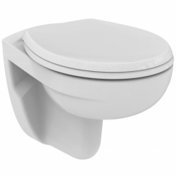 Pack WC Bâti Duofix + Cuvette suspendue Porcher sans bride + Abattant Ideal Standard ASTOR + Plaque blanche (PorcherGeb3)