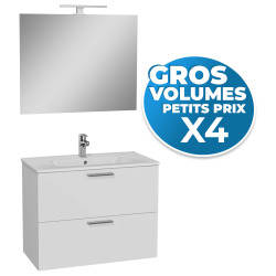 Meuble pour salle de bain avec miroir lavabo et éclairage Led Vitra Mia 79x61x39,5 cm, blanc brillant (MIASET80B)