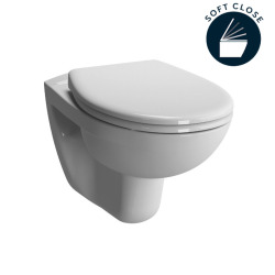 Pack WC Bâti Duofix + Cuvette suspendue Vitra S50 avec bride + Abattant soft close + Plaque blanche (S50Geb3)