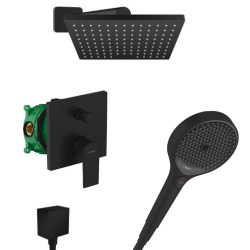 Vernis Shape Set de douche en 1 avec Douchette à main 2 jets avec support + Douche de tête 230, Noir mat (VernisShapeNoirMat-1)