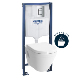 Pack WC Rapid SL GROHE + VITRA Cuvette S50 avec abattant softclose + Plaque de commande Grohe Skate Chrome (GROHE-S50)