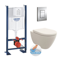 / Glacera Pack WC Rapid SL autoportant + cuvette Alfa sans bride + plaque chrome (ProjectAlfaRimless-1)