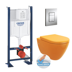 / Glacera Pack WC Rapid SL autoportant + cuvette Alfa sans bride + plaque chrome (ProjectAlfaRimless-1)