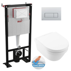 Pack WC Bâti-autoportant Alca + WC Architectura + Abattant softclose + Plaque blanche (AlcaArchitectura-M270)