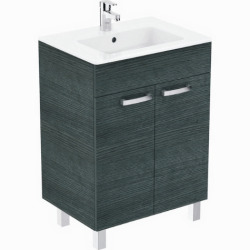 Tempo Meuble sur pieds 60 x 44 x 74 cm  lavabo-plan, Chêne grisé (E3239SG)