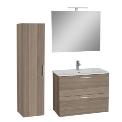 Meuble pour salle de bain avec miroir lavabo et éclairage Led Vitra Mia 79x61x39,5 cm, anthracite brillant (MIASET80A)