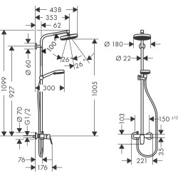 Hansgrohe Showerpipe Crometta Colonne de douche 160 1jet, mitigeur mécanique (27266400)