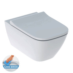 Geberit Pack WC Geberit Duofix + Cuvette WC suspendu Geberit Rimfree + Plaque de commande Sigma20 Blanc chromé