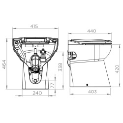 Sanicompact 43 éco+ WC compact avec pompe sanitaire, silencieux, Blanc (C43STD)