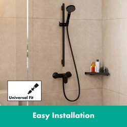 Hansgrohe Vernis Blend Set de douche avec douchette à main 2 jets + Barre Unica 65 cm, Noir mat (26422670)