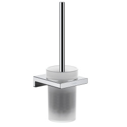 Hansgrohe AddStoris Porte-brosse WC mural en verre mat, brosse incluse,Chrome (41752000)