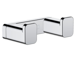 Hansgrohe AddStoris Crochet double métallique 6,6x2x3,6cm avec fixations cachées, Chrome (41755000)