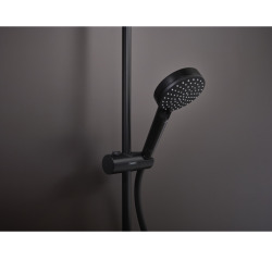 Hansgrohe Vernis Shape Colonne de douche 230 1jet EcoSmart 9l/min avec mitigeur thermostatique, Noir mat (26097670)