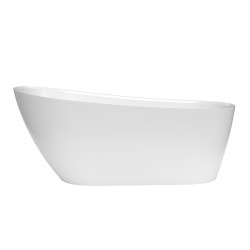 Leona Baignoire ilot autoportante 168,7x73,4 cm en marbre coulé 268L, blanc (SATLEO1690):