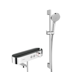 ShowerTablet Select Mitigeur thermostatique bain/douche 400 avec tablette et bec déverseur rotatif, Chrome (24340000)