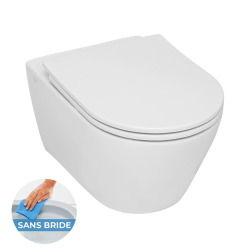 Geberit Pack WC Geberit Duofix + Cuvette WC suspendu Geberit Rimfree + Plaque de commande Sigma20 Blanc chromé